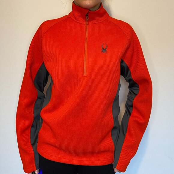 Spyder men's quarter zip pullover - bright orange/red - Picture 1 of 9